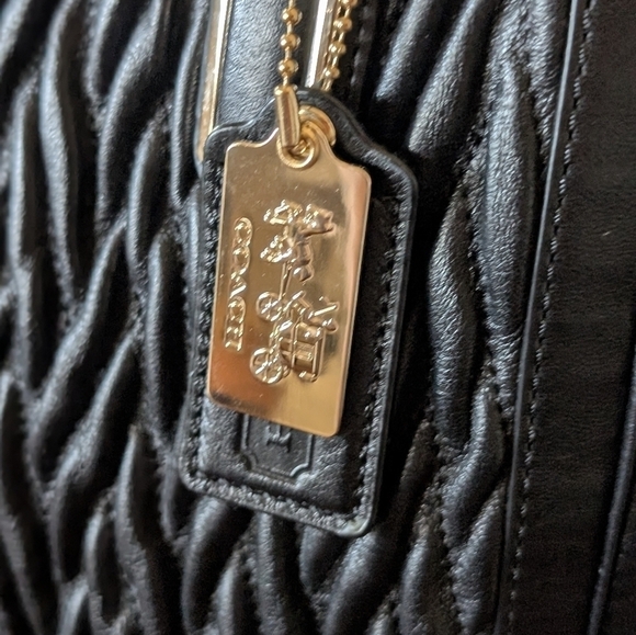 ✨ Coach Limited Edition Large Black Madison Satchel – Gathered Twist Leather 👜 - Picture 12 of 17